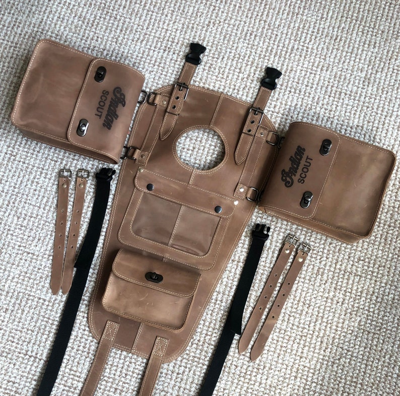 Indian Scout fuel tank gas bags Genuine Leather 1 pocket with Etsy