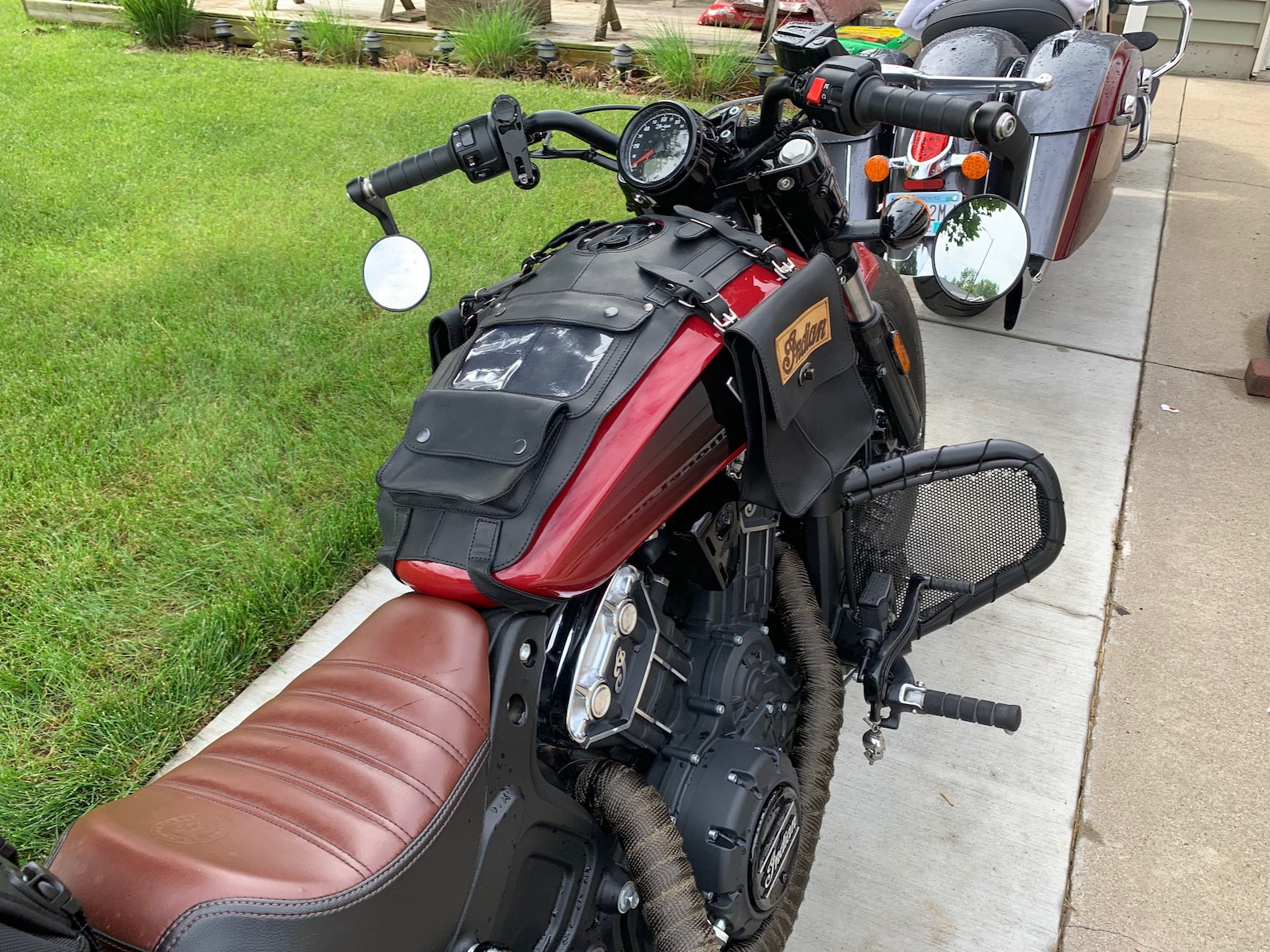 Indian Scout fuel tank gas cover Genuine Leather pocker ...