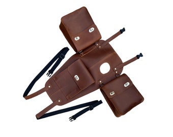 Motorcycle Leather cover with 2 side bags for Triumph Bonneville, Street Twin, Street Scrambler gas tank