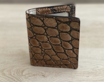 Leather ID Holder wallet with card holders, Slim Leather Wallet, Leather Card Holder (BrCroc)