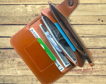 Leather Long Wallet, Biker Wallet, Trucker Wallet