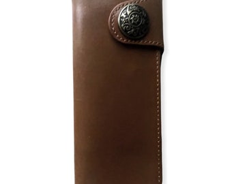 Leather Long Wallet, Biker Wallet, Leather Wallet, Men's Leather Wallet, Trucker Wallet with Concho