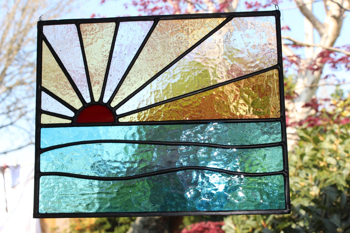 Stained Glass Garden Panel Sunrise Etsy UK