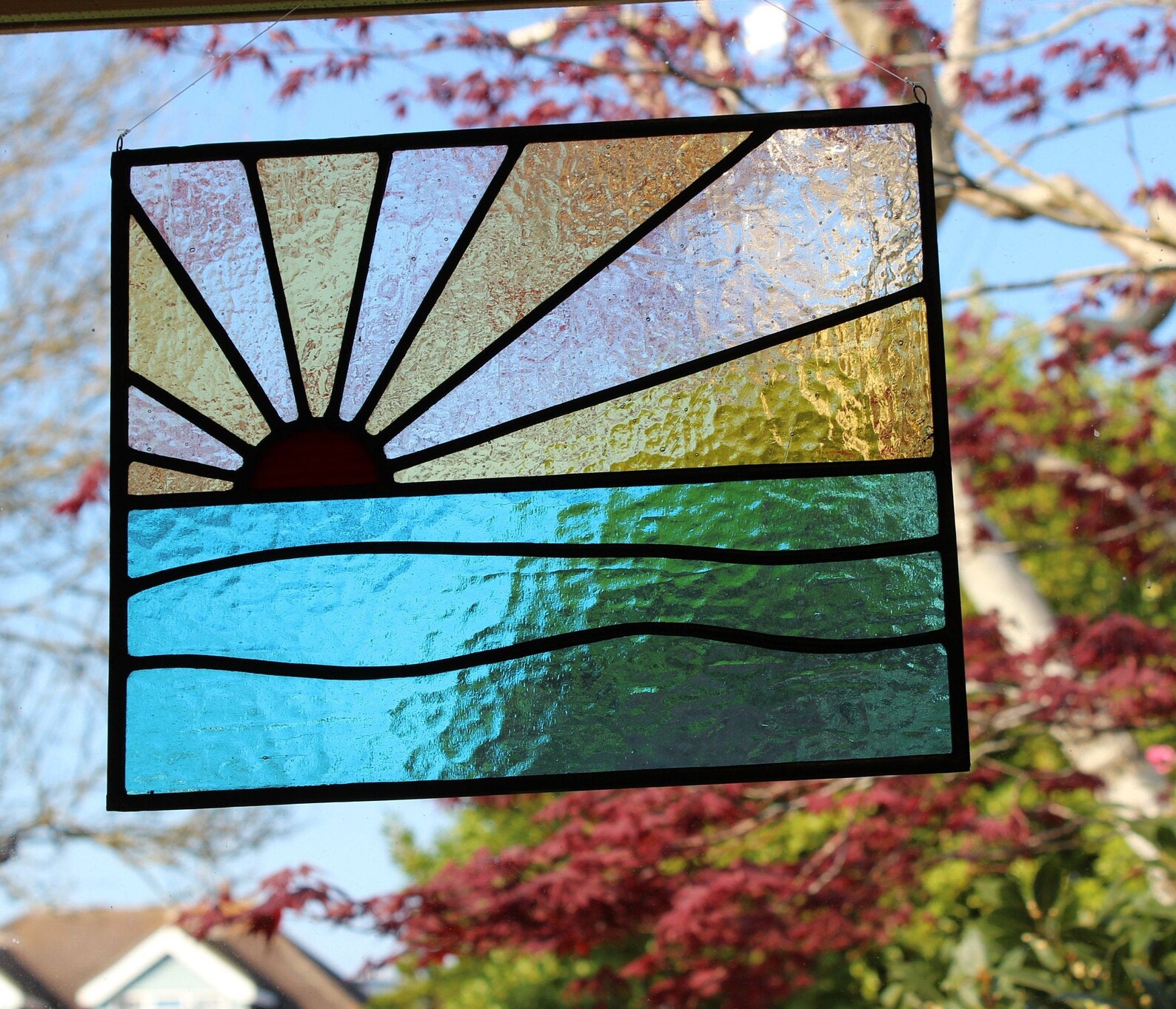 Stained Glass Garden Panel Sunrise Etsy UK