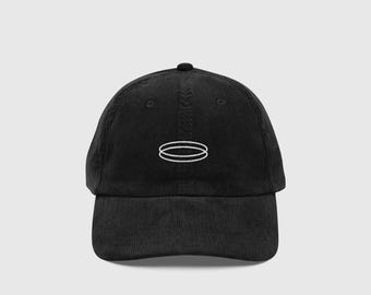 Double Halo Corduroy Cap, Embroidered Dad Hat, Gothic Occult Hat, Alt Streetwear Cap, Witchy Aesthetic Hat, Goth Gift