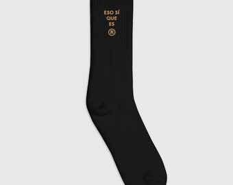 Funny Embroidered Socks, S.O.C.K.S. Eso Si Que Es, Spanish Joke Gift, Novelty Black Socks, Bilingual Gag Gift, Quirky Sock Gift