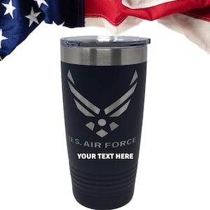 US Air Force Tumbler, Personalized Tumbler, US Air Force Can Cooler