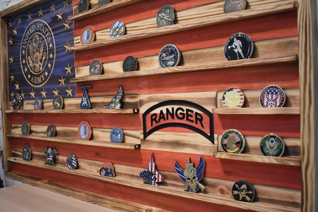 Custom 2 Logo Challenge Coin Display Rack Holder Rustic - Etsy UK