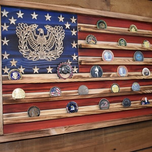 US Army Warrant Offizier Challenge Münzständer Halter - Rustikale amerikanische Flagge - Militärmünzen Anzeige, veteranen Geschenk, Ruhestand Geschenk