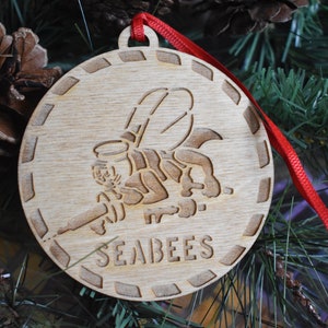 US Seabees Ornament, Air Force Ornament, Navy Ornament, US Military Christmas Ornaments, Marine Corps Ornament