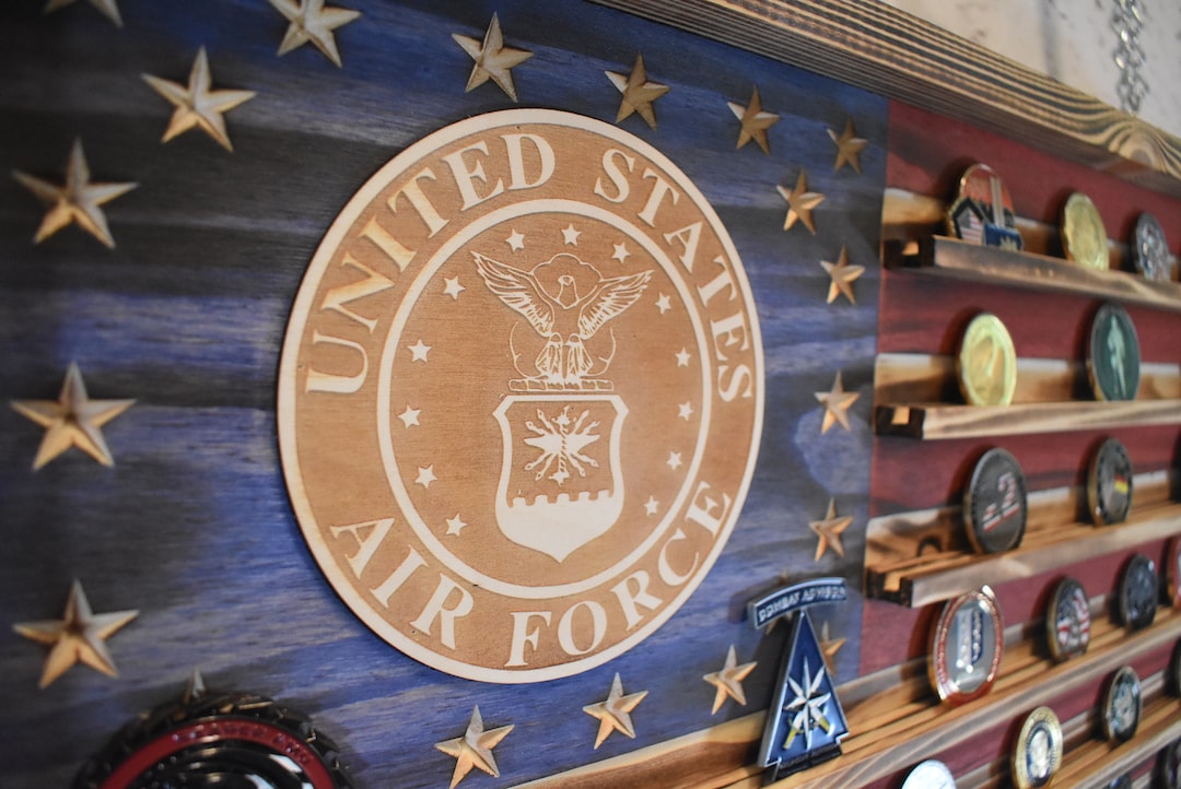 US Air Force Challenge Coin Display Rack Holder - Rustic Air Force ...