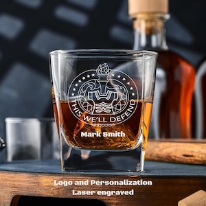 Personalized US Army Drill Sergeant Whiskey Glass Set, This Well Defend Retirement Gift, Custom Promotion US Military Gifts Drill Instructor