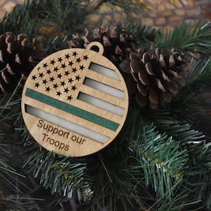 Thin Green Line Flag Ornament, Military, Army, Support our Troops Ornament