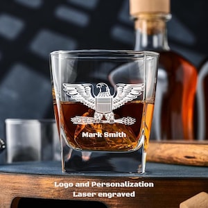 Personalized US Army Colonel Rank Whiskey Glass Set, USAF Col Retirement, Custom USMC Marines O-6  Retirement Gift, Military Promotion Gifts
