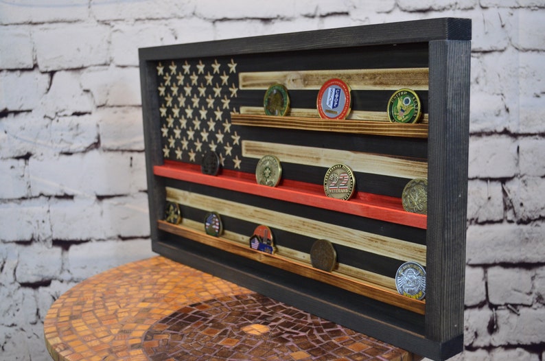 Custom Thin Red Line Coin Display Rack Holder Rustic - Etsy