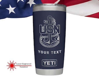 US Navy Chief Yeti und Polar Tumbler, personalisierte Marines Bechergeschenke, Navy Sailor, Bootsmannkamerad Geschenk, Kaffeetasse Geschenke