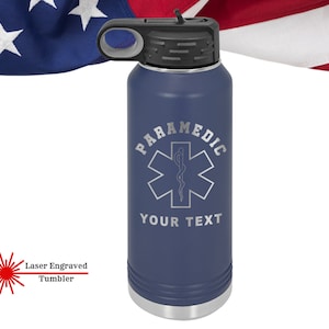Paramedic Tumbler Star of Life Personalized Gifts Tumbler, Can cooler Paramedic, EMT First Responder Gift Nurse Medic EMS Water Bottle