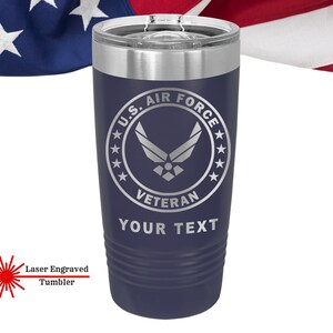 US Air Force Veteran Tumbler, Personalized Tumbler, Custom Air Force Tumbler, Military Veteran Cup