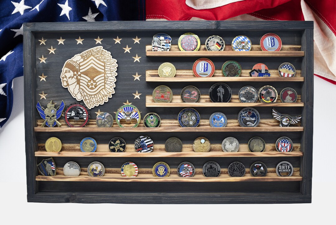 US Air Force Chief Master Sergeant Challenge Coin Display