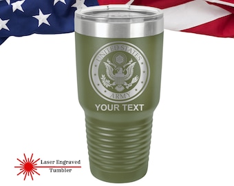 US Army Tumbler, Personalized Laser engraved Tumbler, US Army personalized engraved Can Cooler