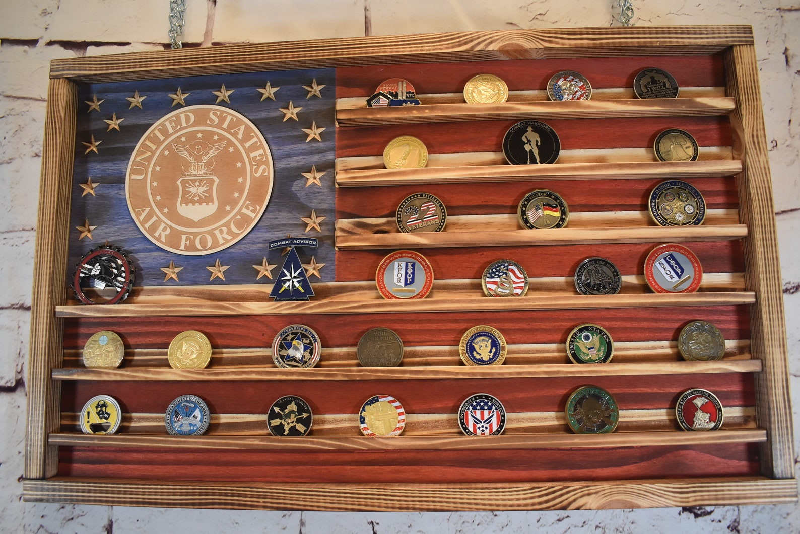 US Air Force Challenge Coin Display Rack Holder Rustic Air - Etsy