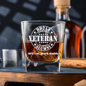 Personalized Veteran Whiskey Glass: Military Retirement Gift