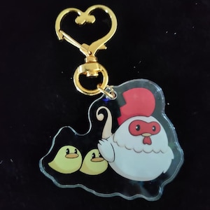 Harvest Moon chickens keychain