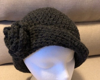 Cloche dark grey flapper women's hat