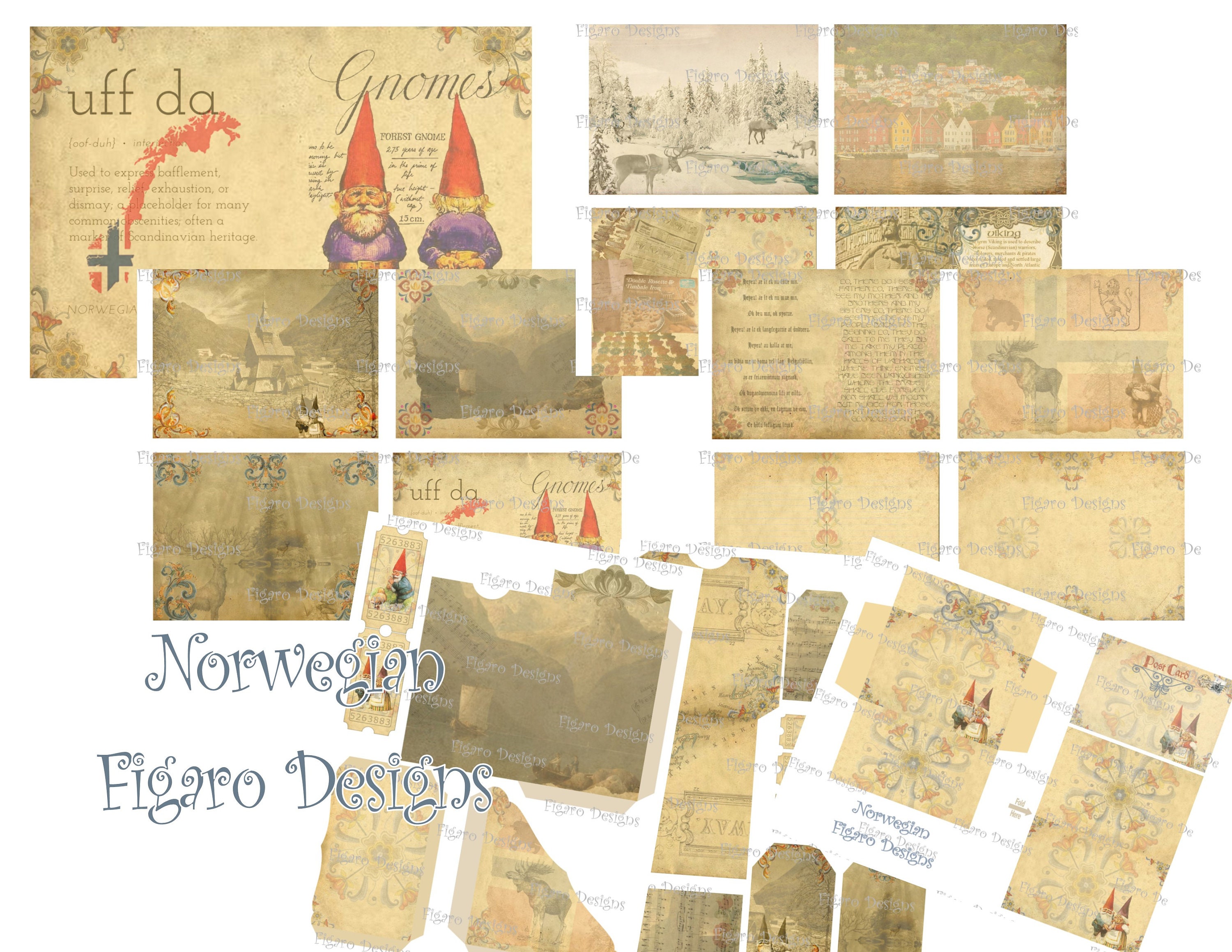Vikings Ornamental Tag Clipart, Vintage Tags Clipart, Journaling for God,  Scrapbooked Box, Junk Journal Paper, Journaling Gift Set 