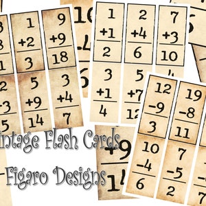 Vintage Flash Cards - Digital Ephemera, Printable Junk Journal Ephemera, Vintage Ephemera, 3 Pages of Digital Ephemera