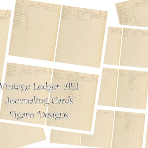 Vintage Ledger AEI Journal Cards Digital Ephemera, Printable Junk Journal Ephemera, Vintage Ephemera, Digital Ledger Papers