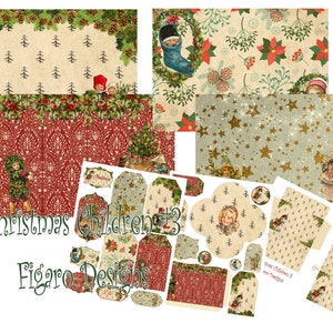 Christmas Children #3 Junk Journal Digital Kit, Printable Junk Journal Kit, Vintage Christmas Junk Journal Papers and Ephemera, holiday