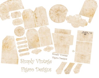 Simply Vintage - Digital Ephemera, Printable Junk Journal Ephemera, Vintage Tags, Vintage Ephemera, Embellishments, Vintage Envelope