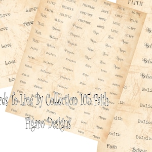 Words To Live By Collection 105 - Faith Words, Digital Ephemera, Printable Junk Journal Words, Digital Words, Words for Junk Journals