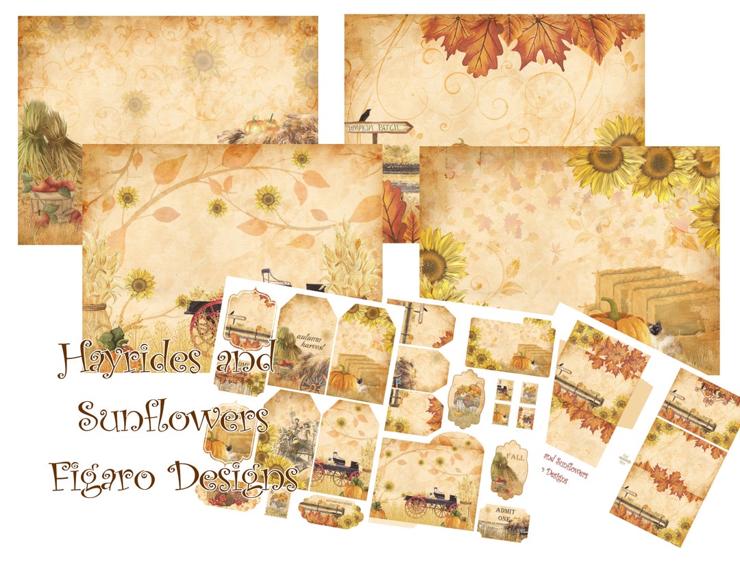 Hayrides and Sunflowers Junk Journal Digital Kit, Printable Junk ...