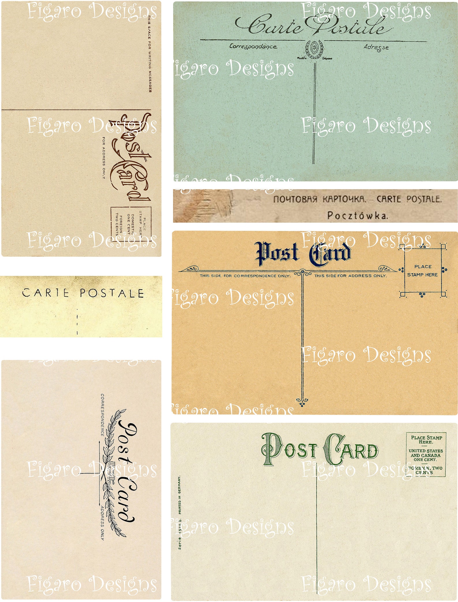 Vintage Post Card Digital Ephemera Kit Printable Junk Journal - Etsy