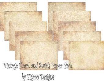 Vintage Floral and Swirls Paper Pack Junk Journal Digital Kit, Printable Junk Journal Backgrounds, Vintage Collage Junk Journal Papers