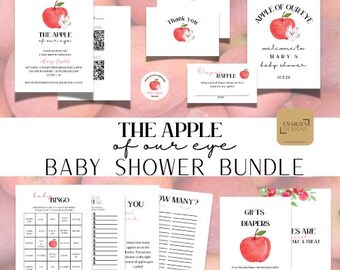 La niña de nuestros ojos - Paquete para baby shower - Invitación - Juegos - Tarjeta de agradecimiento - Rifa de pañales