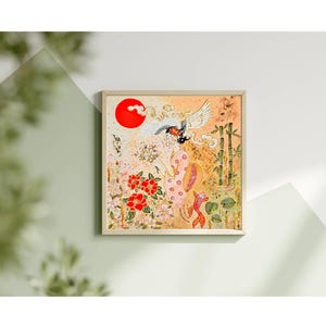 Arte japonesa, pintura japonesa original, arte moderna de uma garota de quimono, arte de parede japonesa, presente de dia das mães, presente para inauguração de casa