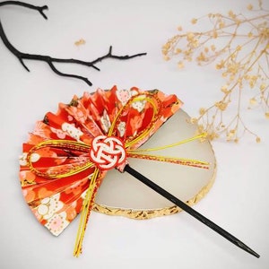 Japanese hair accessories, Origami kanzashi, Hair jewelry, Hair stickschopsticks, Japanese Hair sticks, gift from Japan, gift for her image 3