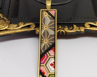 Japanischer Kimono Schmuck, moderner unisex Schmuck, lange geometrische Halskette, japanischer Kimono Anhänger, Geschenk für Freund, Geschenk für ihn,