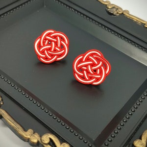 Mizuhiki Earring Studs, Japanese cord earring, japanese stud earrings, Red Japanese mizuhiki studs, Mother&#39;s day gifts