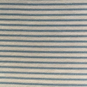 Ticking fabric | Fat quarter | Medium blue and creamy white stripe