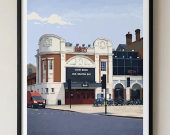 Brixton Print - Ritzy Cinema wall art - South London poster - Iconic London architecture - Cinema artwork
