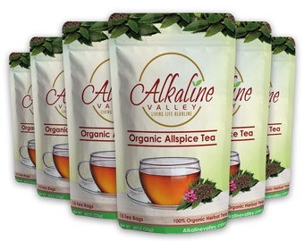 Allspice Tea Organic - 15 Unbleached/Chemical-Free Tea bags - (Pack of 6) - Caffeine-Free, No GMO, 100% Alkaline