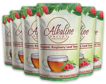 Red Raspberry Leaf Tea Organic - 15 Unbleached/Chemical-Free Tea Bags - Pack of 6 - Caffeine-Free, No GMO
