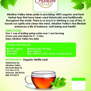Nettle Leaf Tea or Ortiga Verde 100% Alkaline and Organic 15 Unbleached ...