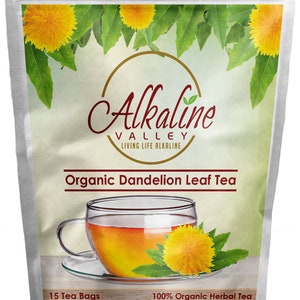 Dandelion Leaf Tea or Diente De Leon - 100% Organic and Alkaline - 15 Unbleached/Chemical-Free Dandelion Tea Bags - Caffeine-Free, No GMO