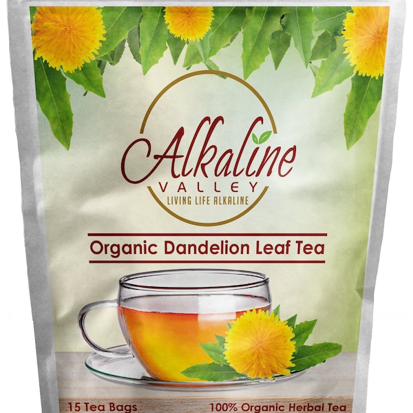 Dandelion Leaf Tea or Diente De Leon - 100% Organic and Alkaline - 15 Unbleached/Chemical-Free Dandelion Tea Bags - Caffeine-Free, No GMO