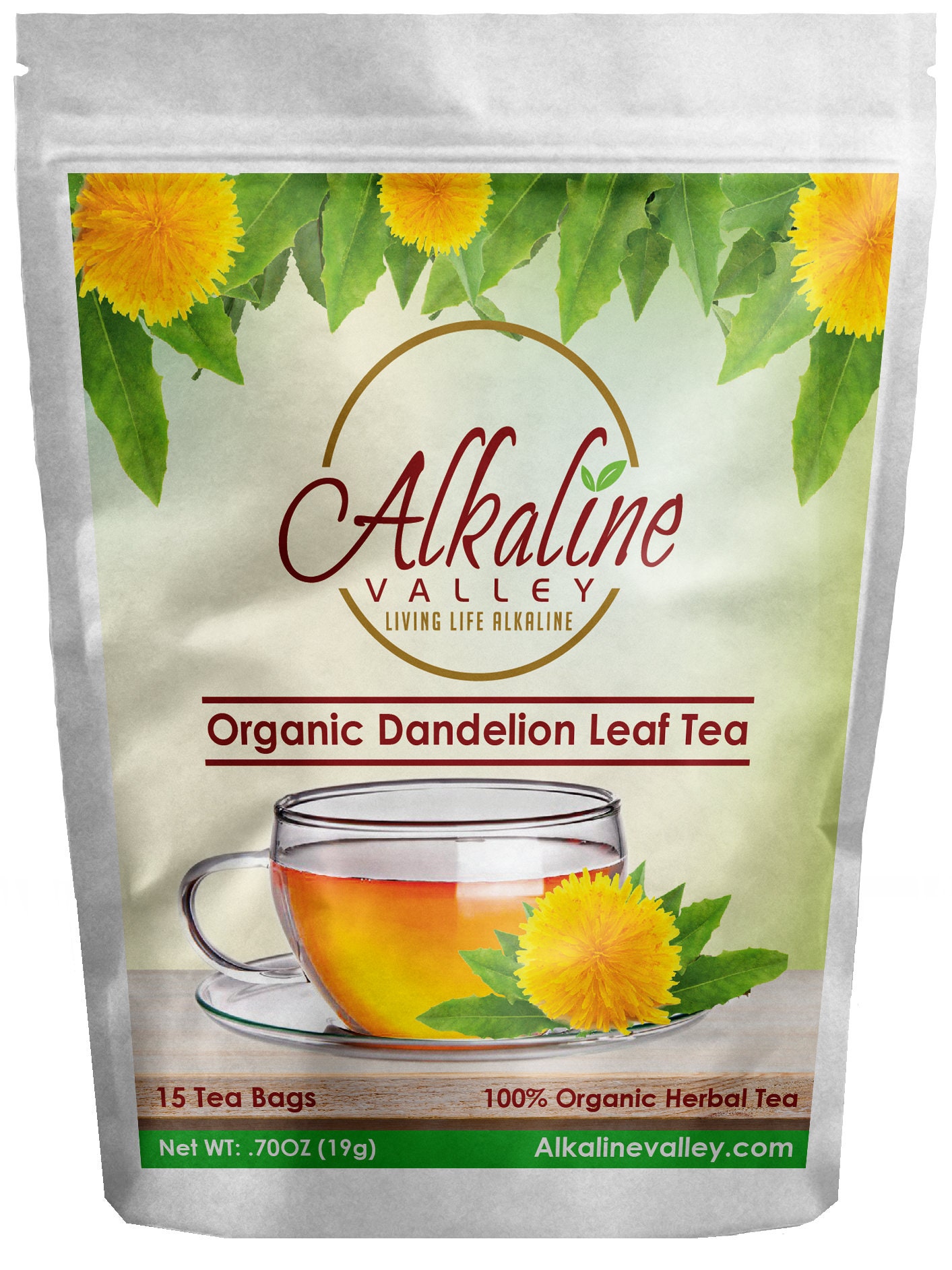 Dandelion Leaf Tea or Diente De Leon - 100% Organic and Alkaline - 15 ...